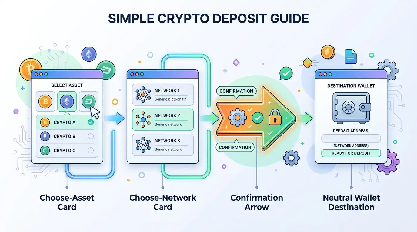 Digital wallet sending cryptocurrency through matched blockchain routes toward a casino account
